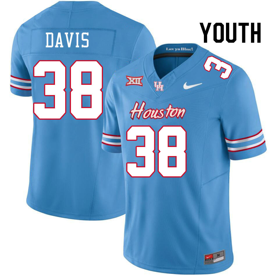 Youth #38 Aaron Davis Houston Cougars College Football Jerseys Stitched-Oilers